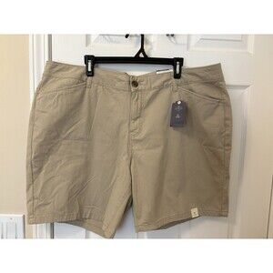 St John’s Bay 20W Biscotti Khaki Flat Front Chino Tummy Control Mid Rise Short
